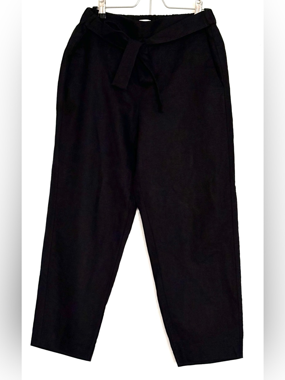 J.Crew City Fit Linen Cotton Tie-Waist Pants Black Size 10